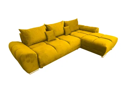 Image de Canapé d'angle moderne Sydney en L avec fonction couchage et coffre de rangement, Gold Monolith 48