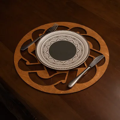 Immagine prodotto di Hermia Concept, Don - Walnut, set di tovagliette in legno (4 pezzi), 100% LEGNO, noce, 36 x 36 cm