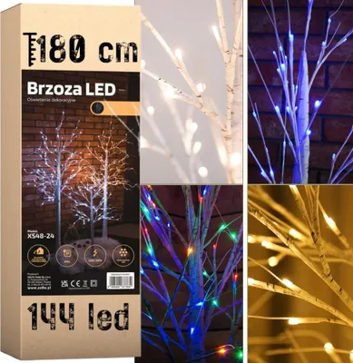 Obrázek produktu pro Vánoční stromeček bříza LED dekorace sváteční 180 cm 144 LED vícebarevná Vícebarevná