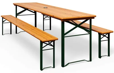 Immagine prodotto di Set da giardino pieghevole - Tavolo da birra da 170 cm per 8 persone - Legno e metallo