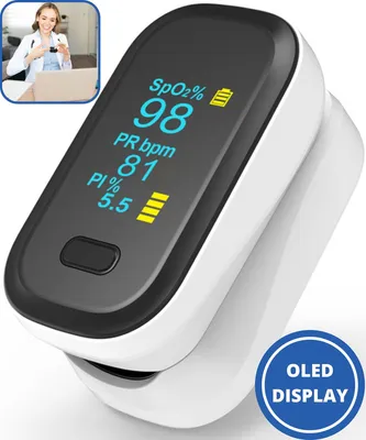 Produktbild von Curify® Pulzní oxymetr - lékařský měřič kyslíku na prstu včetně monitoru srdečního tepu - Pulzní oxymetr s funkcí PI