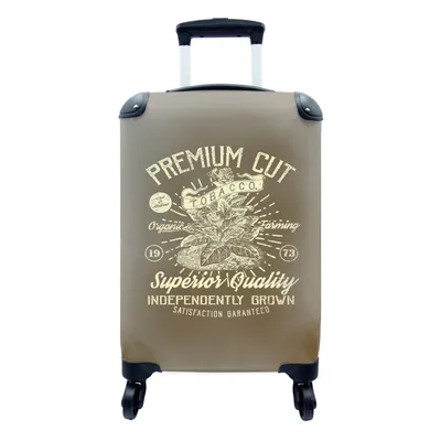 Produktbild von MuchoWow® Koffer Handgepäck Trolley Rollkoffer Kleine Reisekoffer mit 4 Rollen - Tabak - Vintage - Zeichnung - Cabin Size < 55x40x23 cm & 55x40x20 cm - Fotokoffer - Kabinenkoffer - Boardgepäck - Reise-Box - Reisekoffer - Reisegepäck - Koffer mit Bild - Trolley für Kinder
