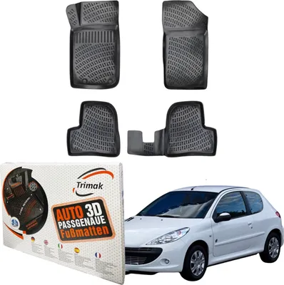 Produktbild von Trimak Autofußmatten kompatibel mit Peugeot 206 1998–2006 Auto Allwetter Gummimatten