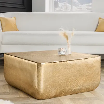 Produktbild von Design Couchtisch UNIT 70cm gold Hammerschlag handmade