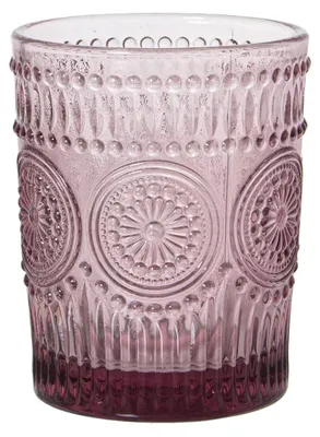 6 niedrige Gläser 300 ml, Glas, Rosa, 8 x 10 cm