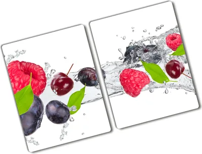 Produktbild von Tulup Glas Herdabdeckplatte - 2x40x52 cm - Glaskeramikkochfeld-Abdeckung Spritzschutz Glasabdeckplatte Kochplattenabdeckung und Schneidebrett - Zweiteilig - Essen & Getränke - Obst und Wasser - Mehrfarbig