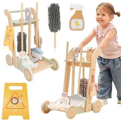 Immagine prodotto di Carrello Pulizie Viga In Legno Con Accessori 11 Pz.