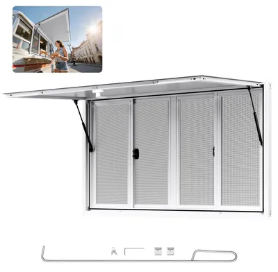 Obrázek produktu pro VEVOR Okénko pro prodej občerstvení (montážní rozměry 1524 x 915 mm) s hliníkovým rámem, okénko pro prodej občerstvení s úhlem otevření 85° a 4 posuvnými okénky, okénko pro prodejní stánky s koncesí, pojízdné stánky s občerstvením