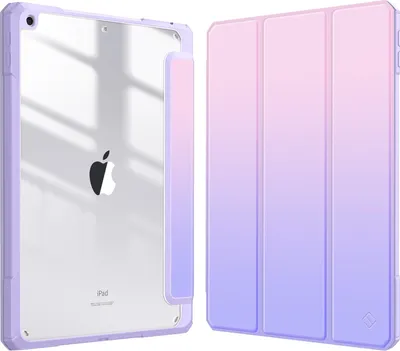 Produktbild von Fintie Hybrid Hülle für 10.2 Zoll iPad 9. Generation 2021/8. Gen 2020/7. Gen 2019 mit Stifthalter - Stoßfeste Schutzhülle mit transparenter Hartschale auf der Rückseite, Fantacy Ombre
