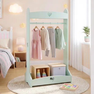 Produktbild von Kindergarderobe 'Haandsvanssad' mit Kleiderstange 126 x 73 x 43 cm Mintgrün