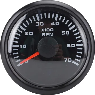 Image de Tachymètre de 52 mm à 7 000 tr/min avec compteur d'heures de service, rétroéclairage 7 couleurs, alimentation 9–32 V CC ; tachymètre pour camions, tracteurs, voitures et camping-cars