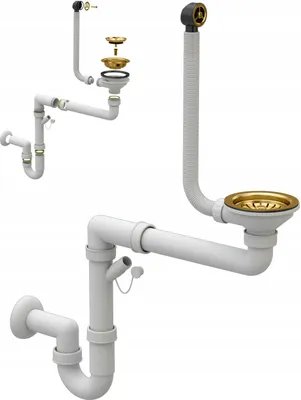 Produktbild von Gold Manueller Wandsiphon 1 Fach Für Spülbecken