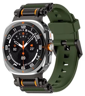 Obrázok produktu pre Pre Samsung Galaxy Watch Ultra 2 2025 / Watch Ultra 47 mm silikónový kovový pás zelený / čierny