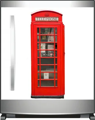 Produktbild von Wallario Sticker / Aufkleber für Kühlschrank / Geschirrspüler / Küchenschränke, selbstklebende Folie - 60 x 60 cm, Motiv: London Rote Telefonzelle