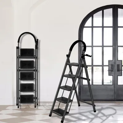 Produktbild von 5 Stufen Kleine Leiter,Trittleiter mit Anti-Rutsch,Tritthocker Klappbar bis 120KG,Stahlleiter Klapptritt Haushaltsleiter für Zuhause Küche Wohnwagen