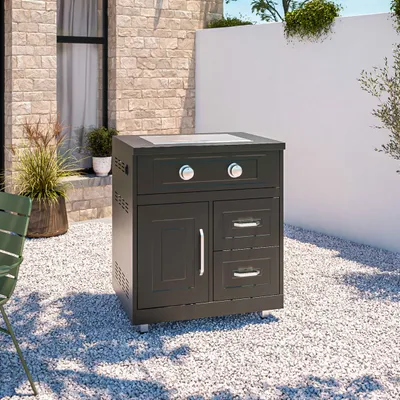 Image de Meuble gazinière 2 brûleurs pour cuisine extérieure - Oviala Memphis