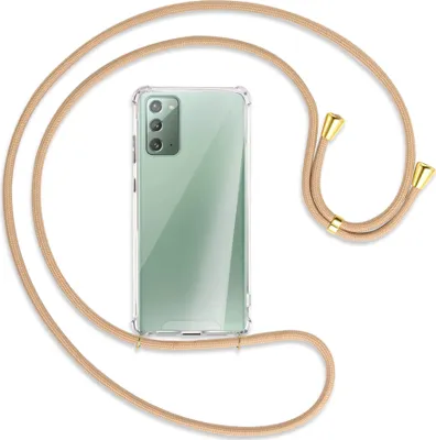 Produktbild von Handykette Backcover-Schutzhülle mit Band (Metall goldfarben) für Samsung Galaxy Note20 4G/5G (N980,N981) - beige