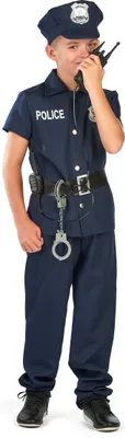 Obrázok produktu pre Detský policajný kostým s krátkym rukávom tmavomodrý - 122/134 (7-9 rokov)