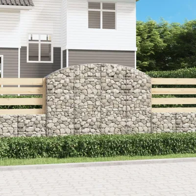Image de vidaXL Gabion avec arc surélevé 200x30x140/160 cm Fer galvanisé