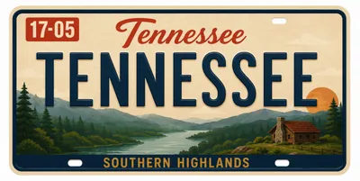 Produktbild von Blechschild 15x30cm - Tennessee The Volunteer State Retro USA Nummernschild