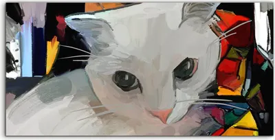 Produktbild von Coloray Acrylbild 140x70  Wandbild Acrylbilder Eine Katze Tiere abstrakten Kunst