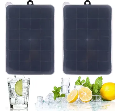Produktbild von Eiswürfelformen 2 Stück, Silikon, Stapelbar Mit Deckel, Für Cocktails Whisky Und Fruchtsaft