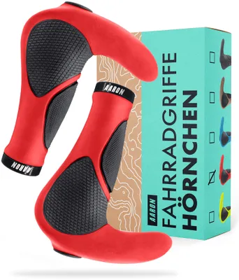Immagine prodotto di AARON Horn Manopole ergonomiche per bicicletta con corna, rosse