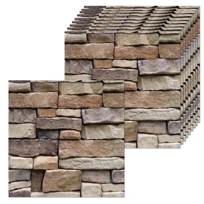 Produktbild von 10 Stück 3D-Wandpaneele, selbstklebende Backsteintapete, 30 x 30 cm, wasserfeste Wandaufkleber in Steinoptik für Badezimmer, Wohnzimmer, Küche, Schlafzimmer