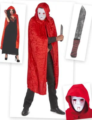 Produktbild von -Kostüm-Set 3-teilig Halloween rot-weiss - Einheitsgröße