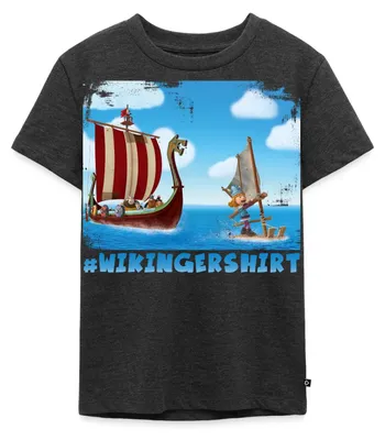 Produktbild von Spreadshirt Wickie Und Die Starken Männer Wikingershirt Kinder Premium T-Shirt, 122/128 (6 Jahre), Anthrazit meliert