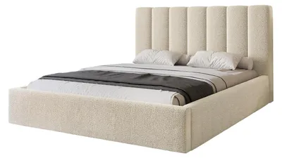 Produktbild von Polsterbett CIERO 180x200 Beige Boucle Stoff mit Bettkasten & Lattenrost