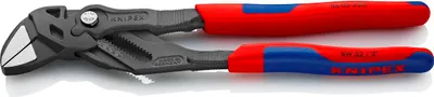 Produktbild von KNIPEX 86 02 250 SB Zangenschlüssel Zange und Schraubenschlüssel in einem Werkzeug mit Mehrkomponenten-Hüllen grau atramentiert 250 mm (SB-Karte/Blister)