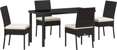 Image de vidaXL Ensemble de jardin 5 pcs noir Acier revêtu par poudre