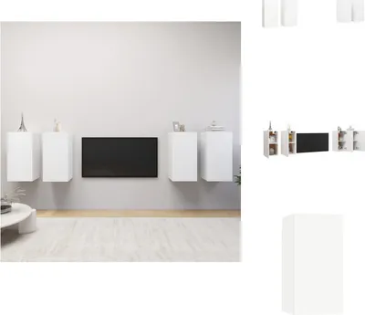Zdjęcie produktu dla vidaXL Szafki pod TV 4 szt. Biały 30,5x30x60 cm Materiał drewnopochodny - Meble TV