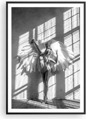Produktbild von Gerahmtes Poster - Schwarzer Rahmen - Flügel Frau Tanz - 70x100 cm - Wand Bild - Wanddeko - Wandbilder - Kunstposter - Wandposter - Bilderrahmen - Bilder - Kunstdruck - P2BPA70x100-5149