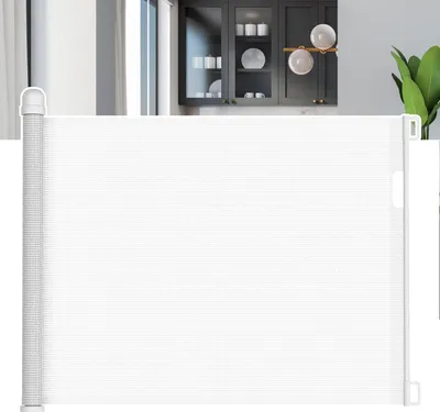 Image de JOIEYOU Barrière de sécurité 180cm Barrière de sécurité extensible avec fermeture automatique Barrière de sécurité enfants PVC Barrière de sécurité bébé, blanche