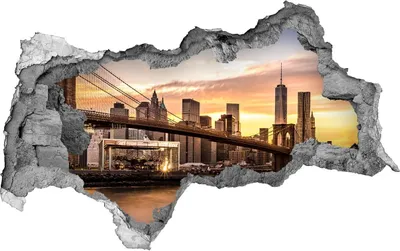 Produktbild von Selbstklebender Loch-3D-Aufkleber 95x73 cm Brooklyn Brücke