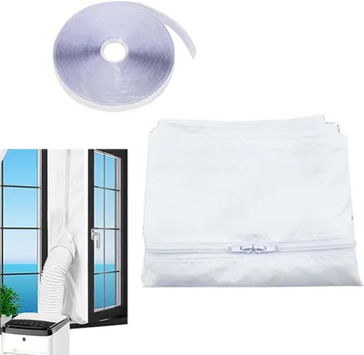 Produktbild von Fensterabdichtung - 300cm - Kein Bohren - Mit Klettverschluss - Klimaanlagen Fensterdichtung für Abluftschlauch - Für Fenster und Türen - Weiß