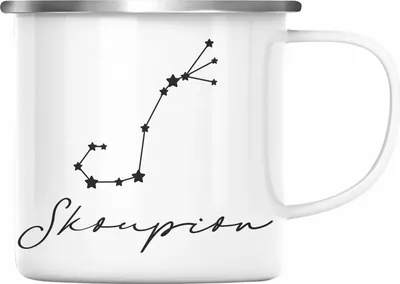 Produktbild von Trendation - Skorpion Sternzeichen Emaille Tasse Geschenk Horoskop Tierkreiszeichen (Silber)