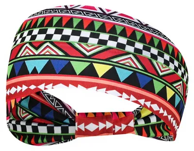 Produktbild von Breites Boho-Stirnband für Damen, dehnbar, für Sport, Yoga und Workout, geknotet, Vintage, ethnisch, afrikanisch, Kopftuch, Haaraccessoires |