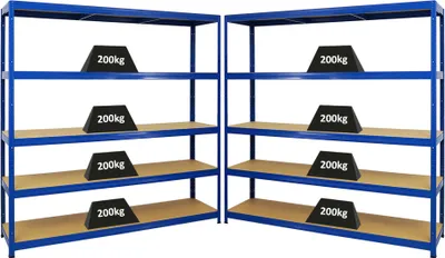 Produktbild von Mega Deal | 2x Schwerlastregal Giant Elephant | HxBxT 180x180x45cm | Fachlast 200kg | Blau
