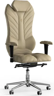 Produktbild von KULIK SYSTEM Monarch - Büro- und Heimstuhl mit patentierter ergonomisch geformter Rückenstütze und Sitzkissen - Kunstleder Beige