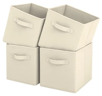 Image de Omgoods - Coffret de 4 boîtes de rangement pliables en tissu avec poignées