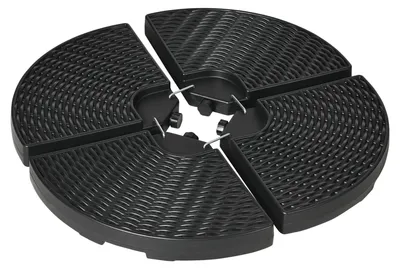 Image de Lests pour parasols et pieds de parasol - Lot de 4 - Disques remplissables - Jusqu'à 68 kg de sable ou 52 L d'eau - Noir