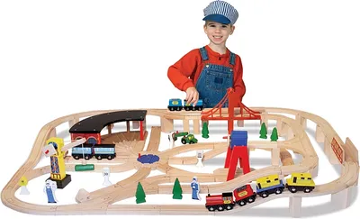 Obrázek produktu pro Dřevěný vlak Melissa a Doug s vozovnou