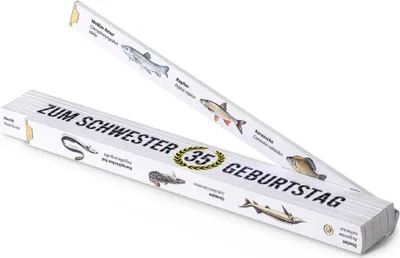 Produktbild von Perfektes Anglergeschenk für Schwestern: 2m Zollstock mit "Petri Heil" und 30 Fischfotos