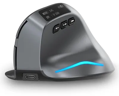 Produktbild von Bluetooth Kabellose Maus mit Display Wiederaufladbar BT 5 3 + 3200DPI 7 Tasten USB Optische Ergonomische Vertikale Maus Kabellos Funkmaus für Laptop PC