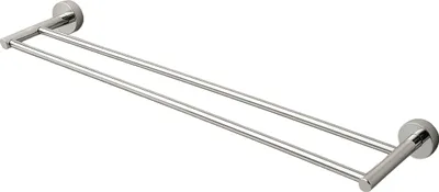 Image de Balneo | Porte-serviettes double en acier inoxydable argent CHROME | Porte-serviettes 60 cm QUBE inoxydable | Barre porte-serviettes pour salle de bain