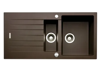 Produktbild von NABER Spüle ANGOLA 150 in ESPRESSO mit Drehexcentergarnitur verchromt / Auflagespüle / 60 cm Schrankbreite