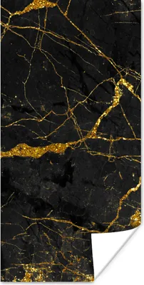 Produktbild von MuchoWow® Poster Marmor - Gold - Schwarz - Marmoroptik - Luxe - Glitzer 40x80 cm - Dekoration